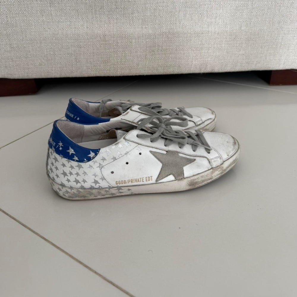 Golden Goose women White and Blue Star Sneakers
